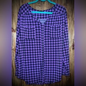 Black and Purple Houndstooth Blouse